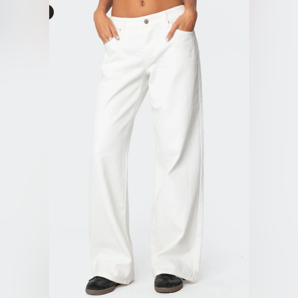 Edikted low rise white wide leg jeans